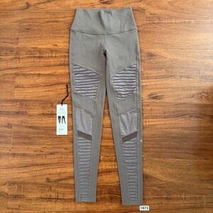 Alo Yoga High Rise Full Length Gray Gravel Moto Leggings Size XS